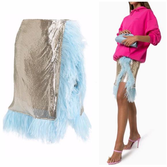 Christopher Kane Dresses & Skirts - CHRISTOPHER KANE runway feather-paneled chainmail skirt nwt $3,227 it-46 / us-8